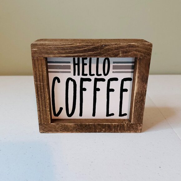 Rustic Hello Coffee Sign Decoration Farmhouse Coffee Station Sign Coffee Lover - Picture 7 of 7
